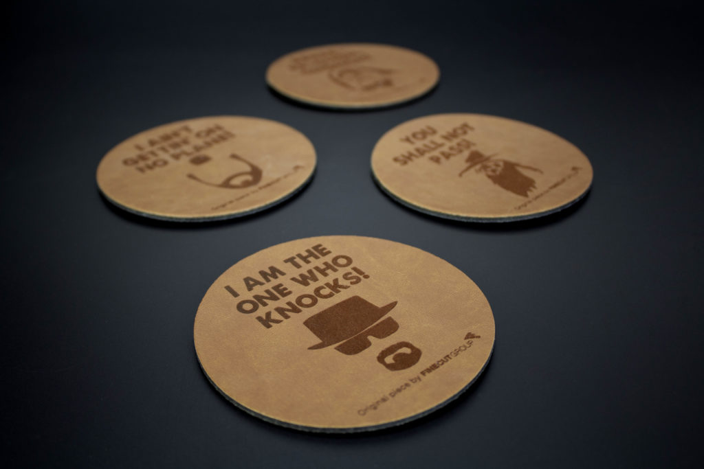 ‘Movember’ Laser Engraving Leather Coasters