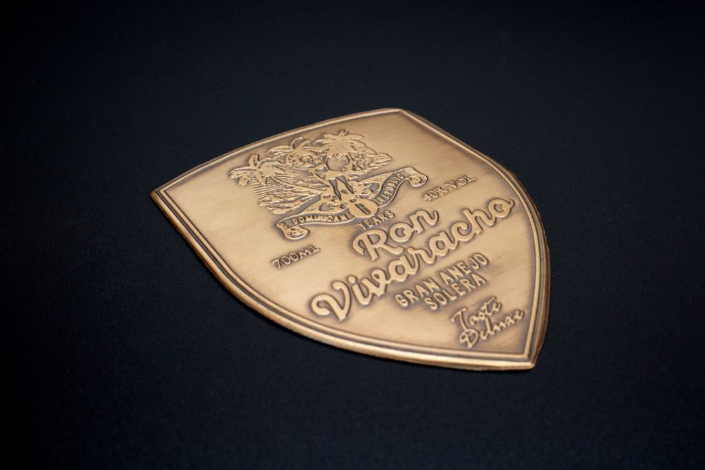copper label shield shaped